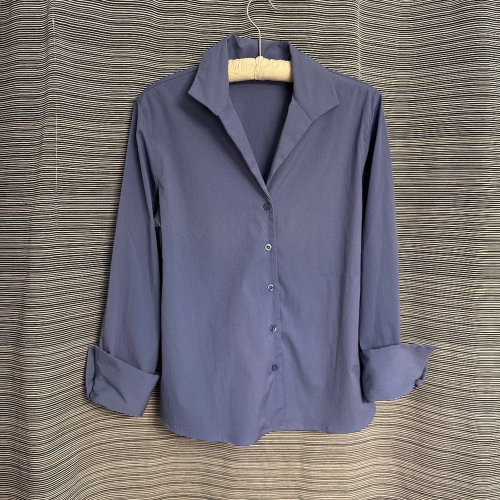 Stephanie Parks Vintage French Blue Button-Down Dress Shirt Size Medium